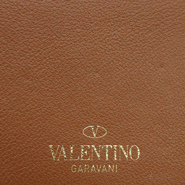 ヴァレンティノ VALENTINO ブラウン レザー 二つ折り財布 ゴールド金具 茶 ミニ財布