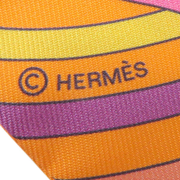 エルメス HERMES ツイリー オレンジ×ローズマラバー×モーヴ シルク