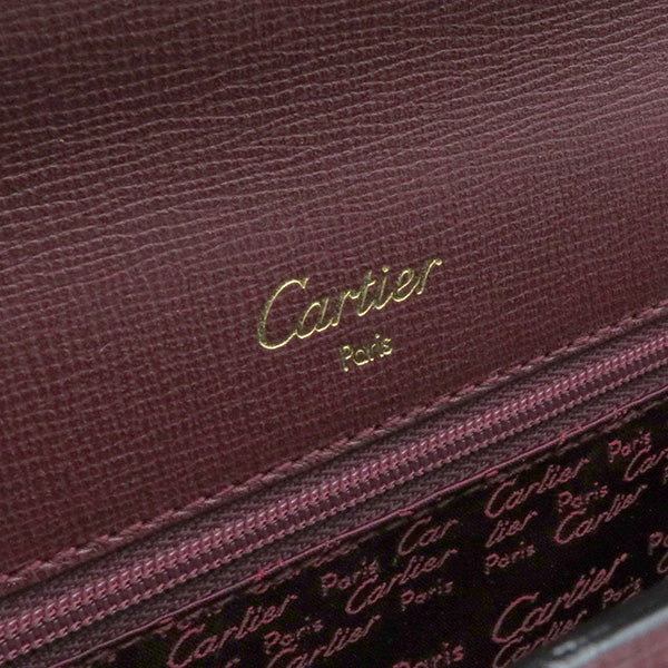 カルティエ Cartier マストライン L1000169 ボルドー レザー ハンドバッグ ゴールド金具 トップハンドル