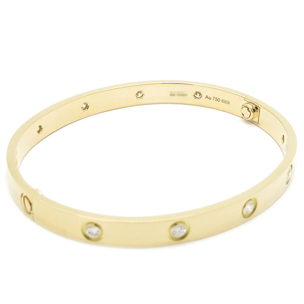 カルティエ Cartier LOVE ラブブレス バングル イエローゴールド K18YG ダイヤモンド #19 ブレスレット 750 18K 18金  10P 10石 フルダイヤ