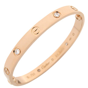 カルティエ Cartier LOVE ラブブレス ピンクゴールド K18PG ダイヤモンド #16 ブレスレット 750 18K 18金 RG 4P ハーフダイヤ