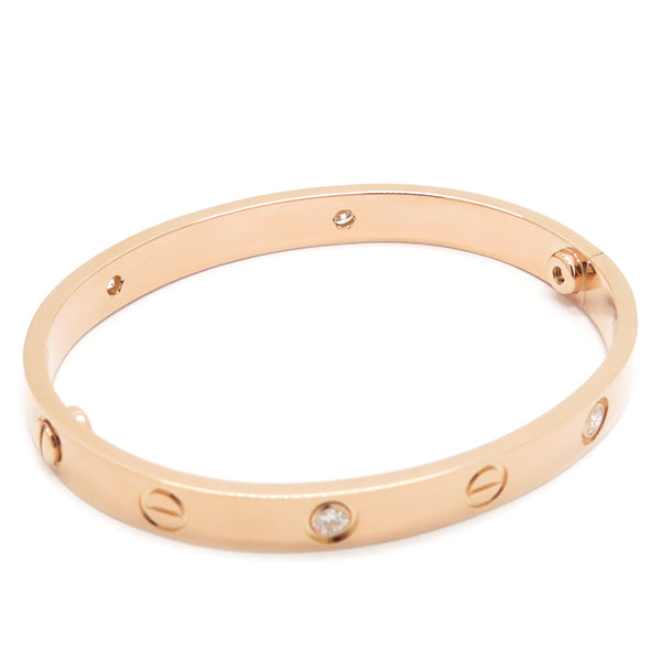 カルティエ Cartier LOVE ラブブレス ピンクゴールド K18PG ダイヤモンド #16 ブレスレット 750 18K 18金 RG 4P ハーフダイヤ