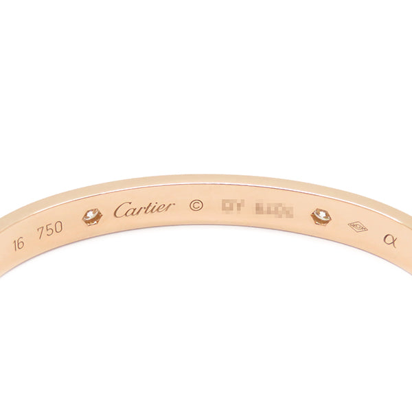 カルティエ Cartier LOVE ラブブレス ピンクゴールド K18PG ダイヤモンド #16 ブレスレット 750 18K 18金 RG 4P  ハーフダイヤ