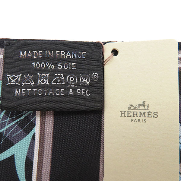 エルメス HERMES ツイリー ノワール×ローズ×グリス シルク スカーフ