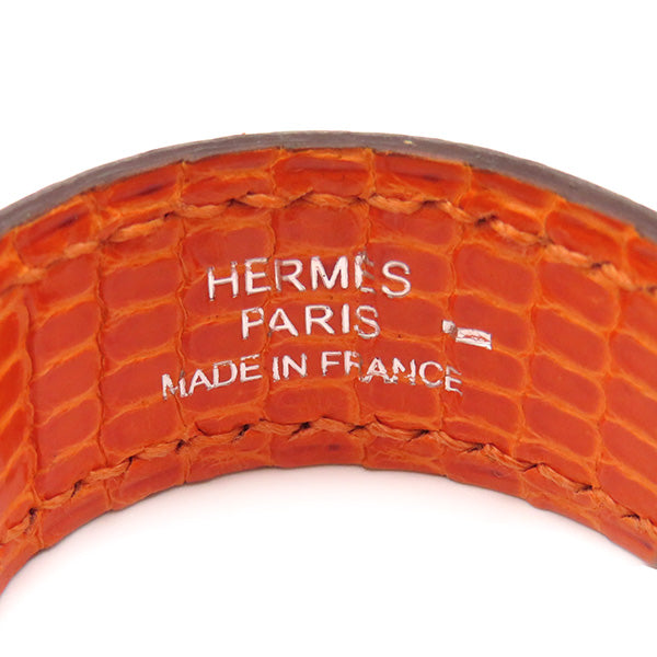 エルメス HERMES ノマド オレンジ リザード メタル グローブホルダー シルバー金具 手袋ホルダー