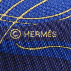 エルメス HERMES ツイリー インディゴ×ノワール×ベージュ シルク スカーフ 【EX LIBRIS/エクスリブリス】