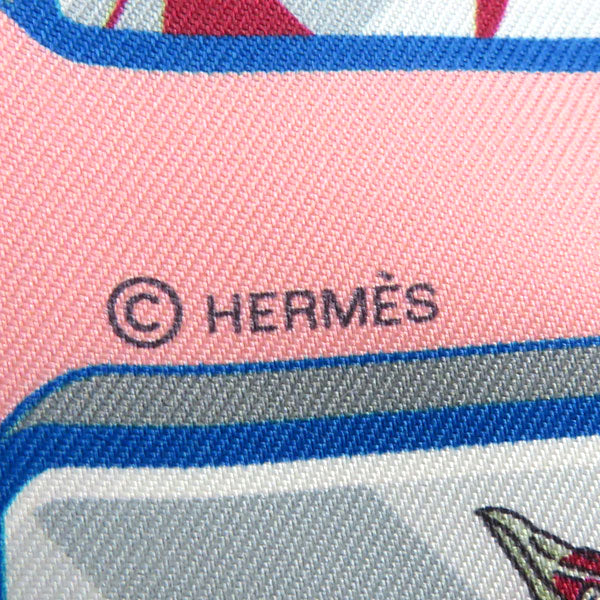 エルメス HERMES ツイリー ローズ×ブルー×ジョーヌ シルク スカーフ 