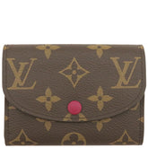 ルイヴィトン LOUIS VUITTON フューシャ ポルトモネ ロザリ M41939 モノグラムキャンバス コインケース ゴールド金具 茶  コンパクト財布 イニシャル入り