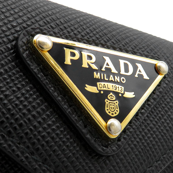 プラダ PRADA トライアングルロゴ ミニウォレット 1MH021 NERO サフィアーノレザー 三つ折り財布 黒 三角ロゴ コンパクト財布