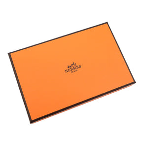 エルメス HERMES カルヴィ ヴェルソ オレンジ×セレスト ヴォーエプソン カードケース シルバー金具