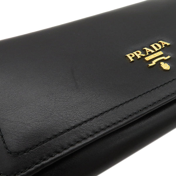 プラダ PRADA 1M1132 NERO ソフトカーフ 長財布 ゴールド金具 黒 二つ折り