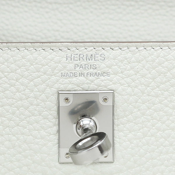 エルメス HERMES ケリー25 内縫い マッシュルーム トゴ 2WAYバッグ シルバー金具 ショルダー 白