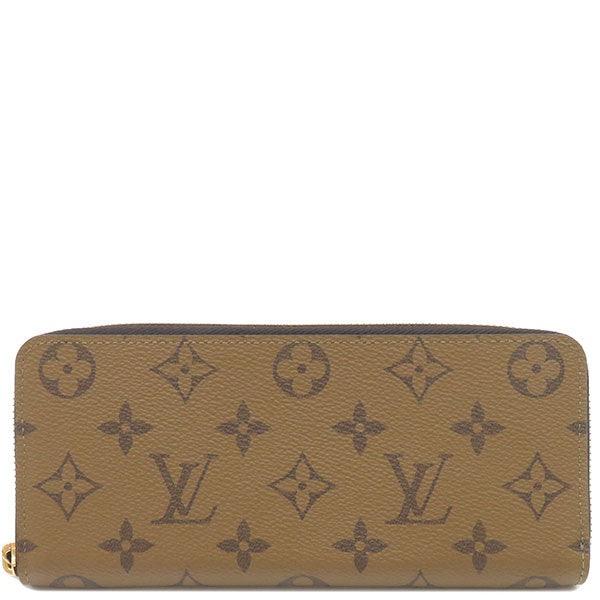 ルイヴィトン LOUIS VUITTON ブラウン ポルトフォイユ クレマンス M82336 モノグラムリバースキャンバス 長財布 ゴールド金具 茶 ラウンドファスナー