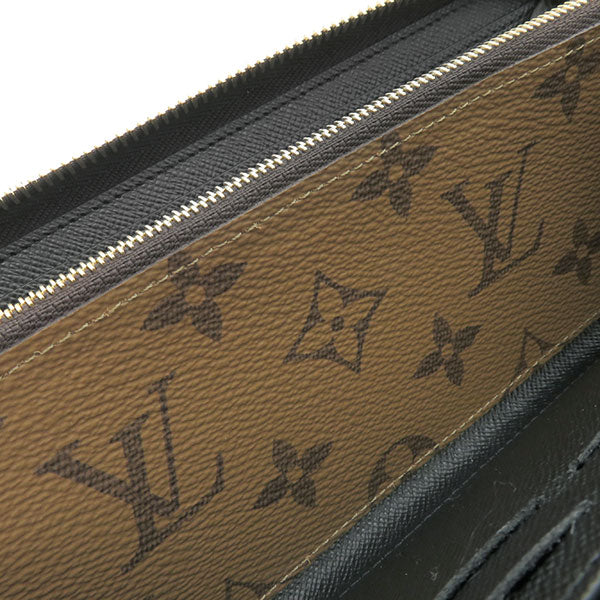 ルイヴィトン LOUIS VUITTON ブラウン ポルトフォイユ クレマンス M82336 モノグラムリバースキャンバス 長財布 ゴールド金具 茶 ラウンドファスナー