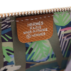 エルメス HERMES アザップ シルクイン ミニ コンパクト ゴールド ヴォーエプソン コインケース シルバー金具 茶 ラウンドジップ