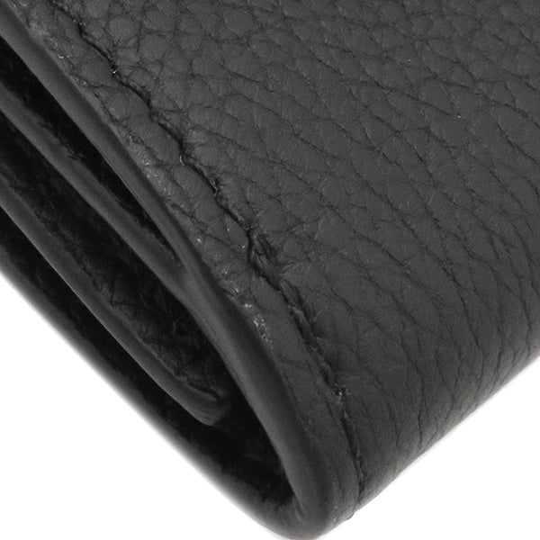 ノワール ポルトフォイユ ロックミニ M63921 カーフ 三つ折り財布 シルバー金具 黒 コンパクトウォレット