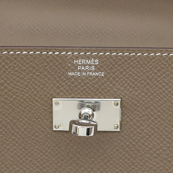 エルメス HERMES ケリーウォレット ロング トゥーゴー エトゥープ ヴォーエプソン 長財布 シルバー金具 ショルダー グレージュ