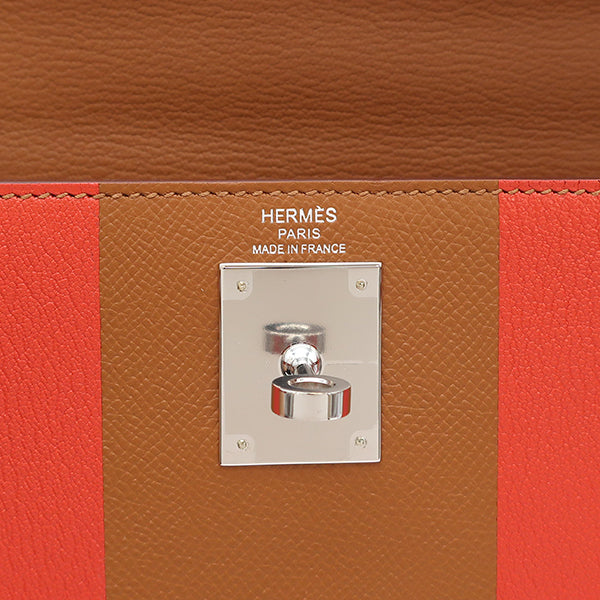 エルメス HERMES ケリー28 レター 外縫い ゴールド×カプシーヌ×ルージュアッシュ ヴォーエプソン シェーブル ソンブレロ 2WAYバッグ シルバー金具