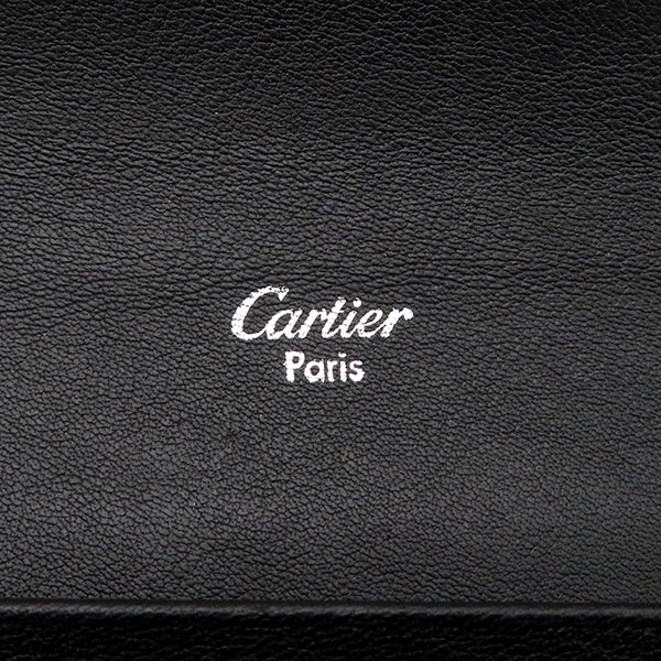 カルティエ Cartier L3000723  ブラック カーフ 長財布 シルバー金具 黒 二つ折り