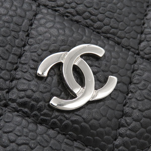 シャネル CHANEL クラシック ロング フラップ ウォレット AP0241 ブラック キャビアスキン 長財布 シルバー金具 黒 マトラッセ 二つ折り