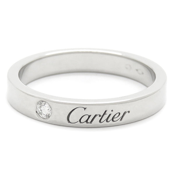 カルティエ Cartier C ドゥ カルティエ プラチナシルバー Pt950 ダイヤモンド #51(JP 11) リング 指輪 1P ダイヤ  エングレーブド