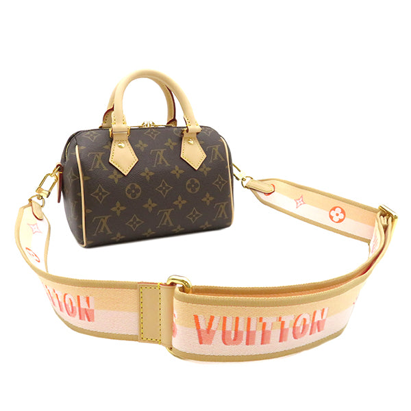 ルイヴィトン LOUIS VUITTON ピンクオレンジ スピーディ バンドリエール 20 M46594 モノグラムキャンバス 2WAYバッグ  ゴールド金具 茶 ショルダー ボストンバッグ