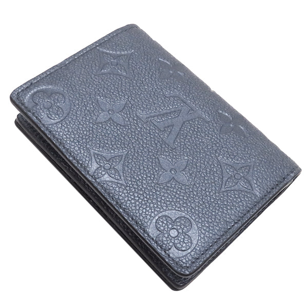 ルイヴィトン LOUIS VUITTON メタリックブルー ポルトフォイユ クレア M80943 モノグラムアンプラント 二つ折り財布 シルバー金具  青 コンパクト財布