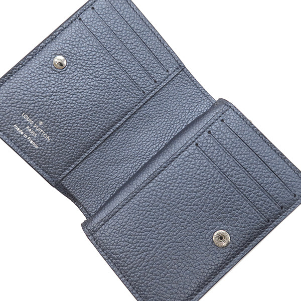 ルイヴィトン LOUIS VUITTON メタリックブルー ポルトフォイユ クレア M80943 モノグラムアンプラント 二つ折り財布 シルバー金具  青 コンパクト財布