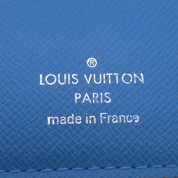 ルイヴィトン LOUIS VUITTON ノワール×ブルー ポルトフォイユ ブラザ M63300 タイガ 長財布 シルバー金具 青 黒 バイカラー  二つ折り