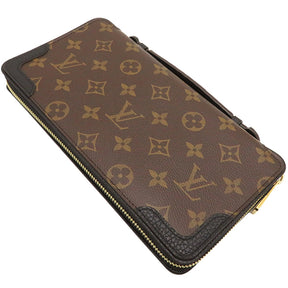 ルイヴィトン LOUIS VUITTON モノグラム×ブラック デイリーオーガナイザー M60679 モノグラムキャンバス レザー 長財布 ゴールド金具 茶 トラベルケース ラウンドファスナー