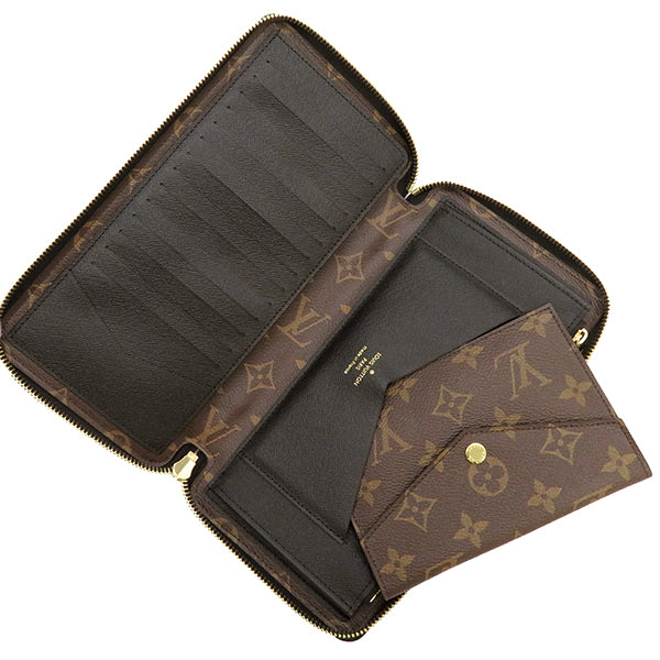 ルイヴィトン LOUIS VUITTON モノグラム×ブラック デイリーオーガナイザー M60679 モノグラムキャンバス レザー 長財布 ゴールド金具 茶 トラベルケース ラウンドファスナー