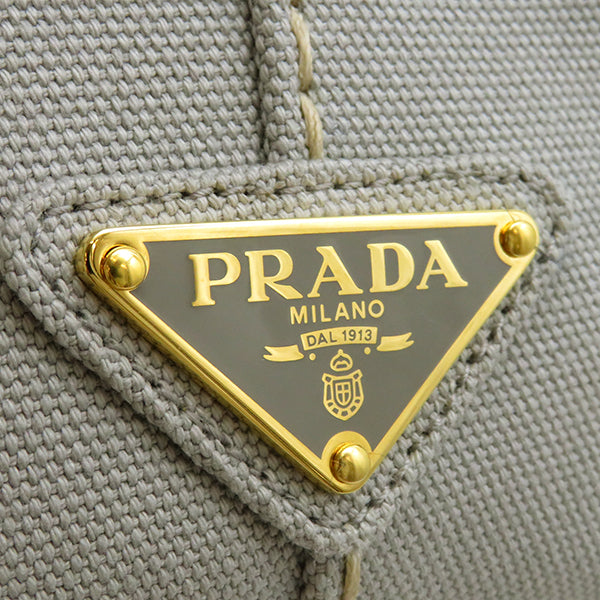 プラダ PRADA カナパ トート 1BG439 グレー キャンバス 2WAYバッグ ゴールド金具 ショルダー ハンドバッグ