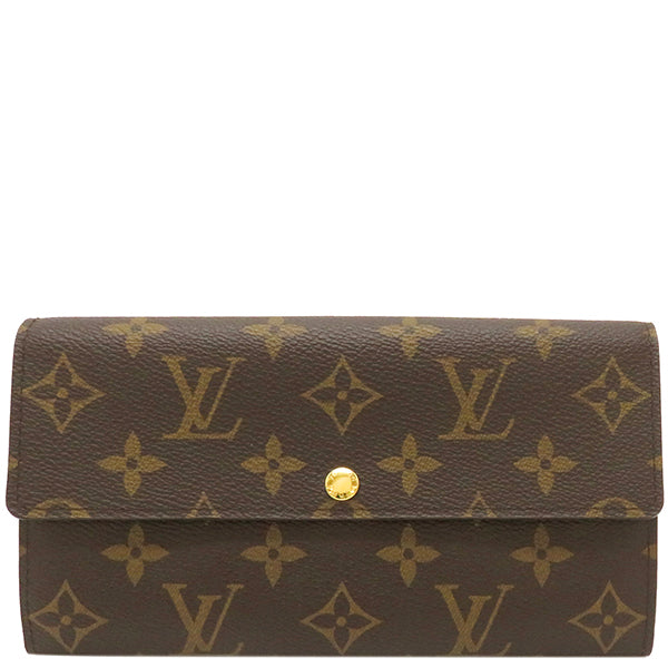 ルイヴィトン LOUIS VUITTON M60234 モノグラムフリルキャンバス 長財布 ゴールド金具 茶 二つ折り