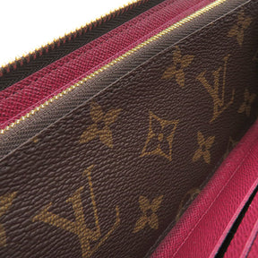 ルイヴィトン LOUIS VUITTON フューシャ ポルトフォイユ クレマンス M60742  モノグラムキャンバス 長財布 ゴールド金具 茶 ピンク ラウンドファスナー