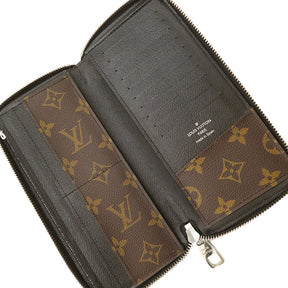 ルイヴィトン LOUIS VUITTON モノグラム×ブラック ジッピー ウォレット ヴェルティカル M60109 モノグラムマカサー 長財布 シルバー金具 黒 茶 ラウンドファスナー