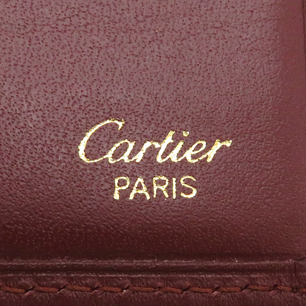 カルティエ Cartier マスト ドゥ カルティエ ロング ウォレット バーガンディ カーフ 長財布 ゴールド金具 二つ折り 札入れ