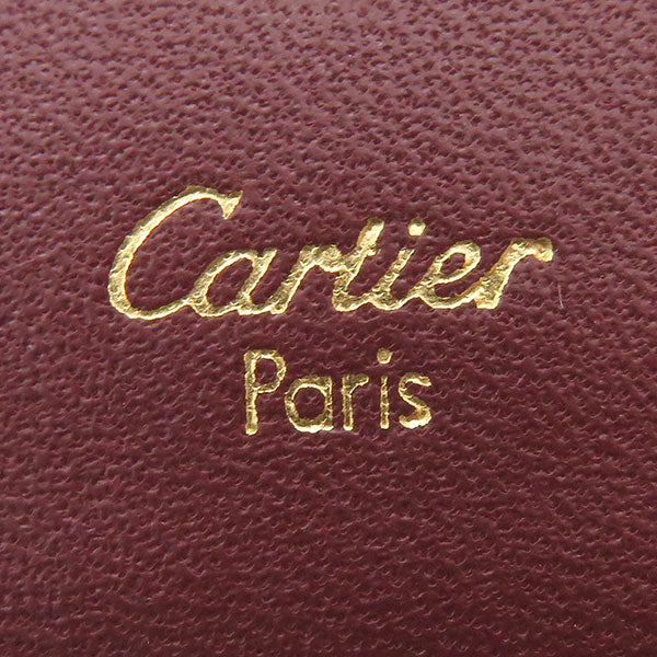 カルティエ Cartier ボルドー レザー コインケース ゴールド金具 マストライン