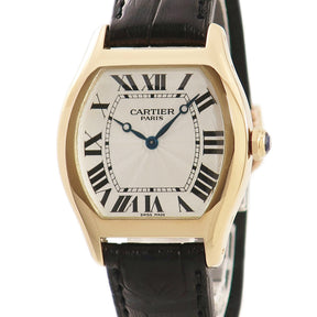 カルティエ Cartier トーチュ LM W1531851 手巻き メンズ レディース OH済 K18YG無垢 トノウ ギヨシェ ローマン 青針