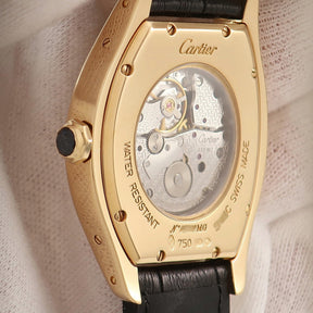 カルティエ Cartier トーチュ LM W1531851 手巻き メンズ レディース OH済 K18YG無垢 トノウ ギヨシェ ローマン 青針