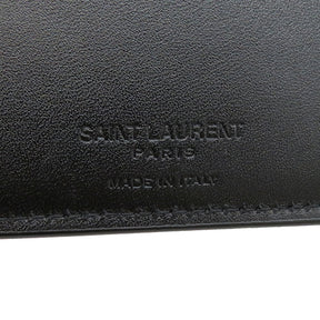 サンローラン SAINT LAURENT 396307 ブラック レザー 二つ折り財布 シルバー金具 黒