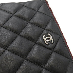 シャネル CHANEL A69253 ブラック ラムスキン ポーチ シルバー金具 ランダムシリアル 黒 小銭入れ アクセサリーポーチ