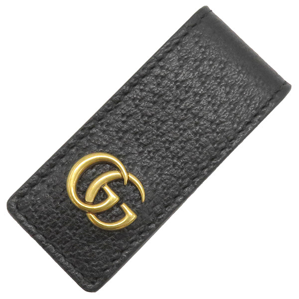 グッチ GUCCI 522885 ブラック レザー マネークリップ ゴールド金具 黒 札クリップ ビルクリップ