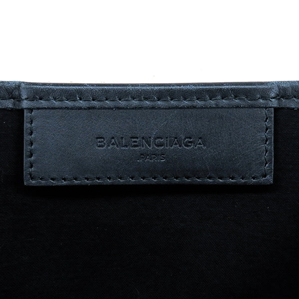 バレンシアガ BALENCIAGA ネイビーカバス NAVY CABAS S 339933 アイボリーXブラック キャンバス レザー トート