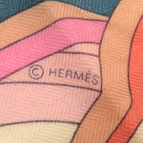 エルメス HERMES ショール カレ140 CARRE ローズ×ジョーヌヴィフ×エトゥープ カシミヤ シルク ストール FAUBOURG RAINBOW/フォーブル レインボー