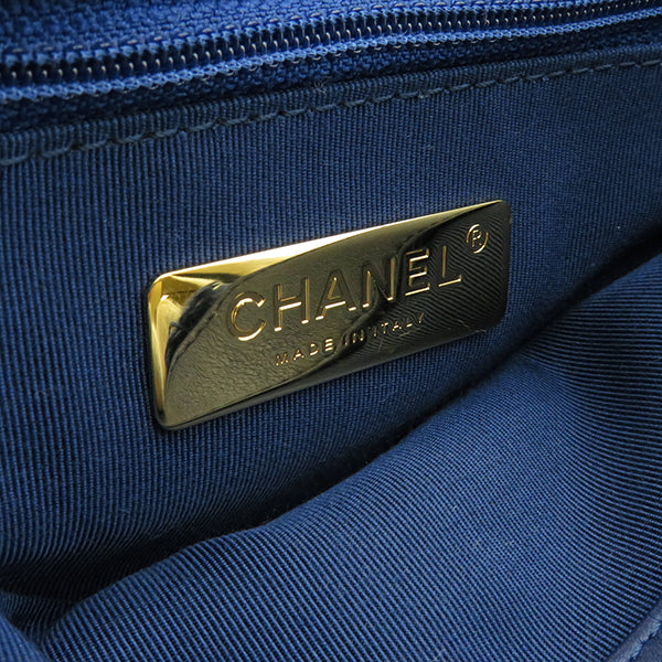 シャネル CHANEL CHANEL 19 チェーンショルダー ネイビー コットンキャンバス 2WAYバッグ 紺 青 デニム ショルダー マルチカラー金具