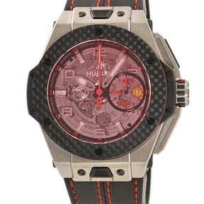 ウブロ HUBLOT ビッグバン フェラーリ チタニウム カーボン 401.NQ.0123.VR 自動巻き メンズ 跳ね馬 コラボ スケルトン 限定