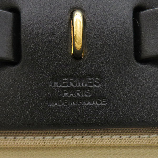 エルメス HERMES エールバッグ ジップ PM トレンチ×ブラック トワルオフィシエ バッシュハンター 2WAYバッグ ゴールド金具 ベージュ ブラック ショルダー