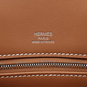 エルメス HERMES シャドーバーキン25 ゴールド ヴォースイフト ハンドバッグ シルバー金具 茶