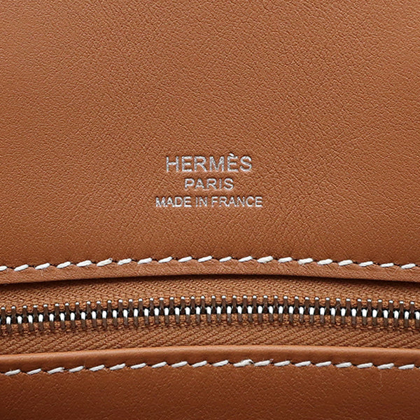 エルメス HERMES シャドーバーキン25 ゴールド ヴォースイフト ハンドバッグ シルバー金具 茶