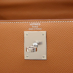 エルメス HERMES ケリー28 外縫い ゴールド ヴォーエプソン 2WAYバッグ シルバー金具 ショルダー